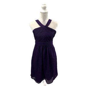 Tevolio Plum Halter Neck Chiffon Bridesmaids Dress